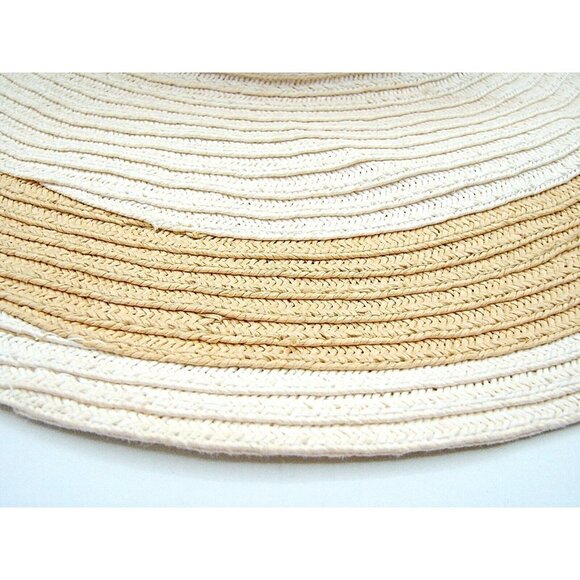 Womens Floppy Wide Brim Beach Straw Hat White Tan Gardening Sun Protection SPF - Picture 2 of 8